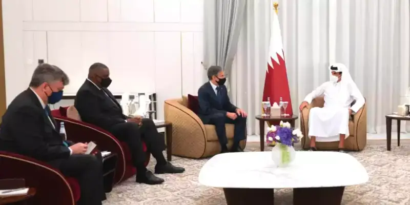 لقاء بلينكن بامير قطر
