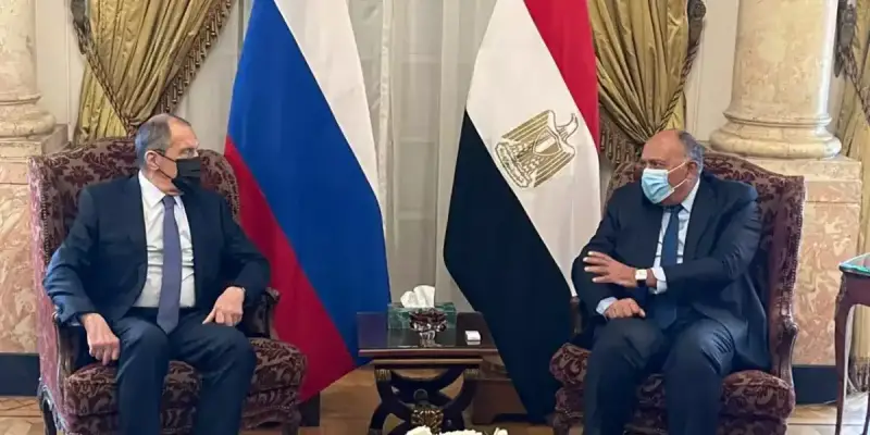 وزيرا خارجية مصر وروسيا، في مؤتمرٍ صحفيٍّ مشتركٍ