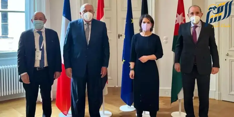 وزراء خارجية الأردن ومصر وألمانيا وفرنسا