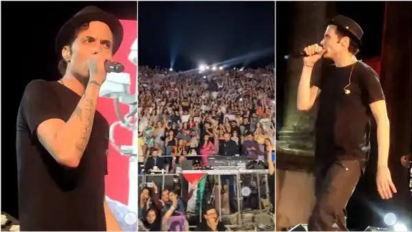 رفع العلم الفلسطيني خلال حفل فريق كايروكي بتونس