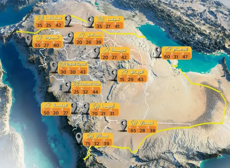 خريطة الطقس في السعودية