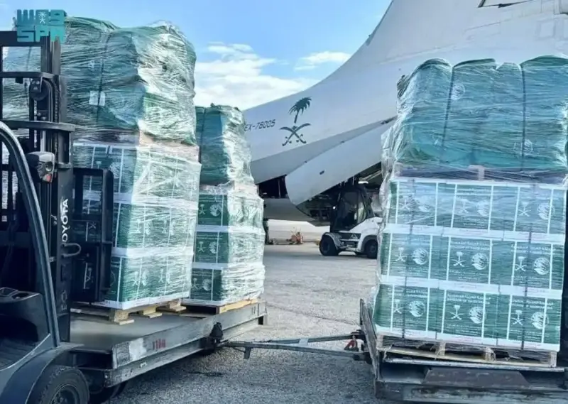 جانب من المساعدات السعودية إلى لبنان