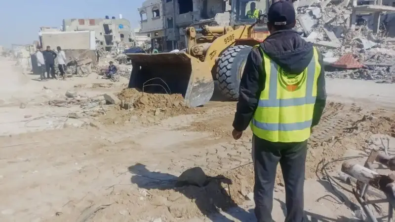 إعادة فتح شوارع رفح الفلسطينية