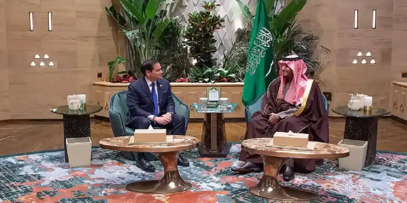الأمير محمد بن سلمان خلال استقبال وزير الخارجية الأمريكي ماركو روبيو
