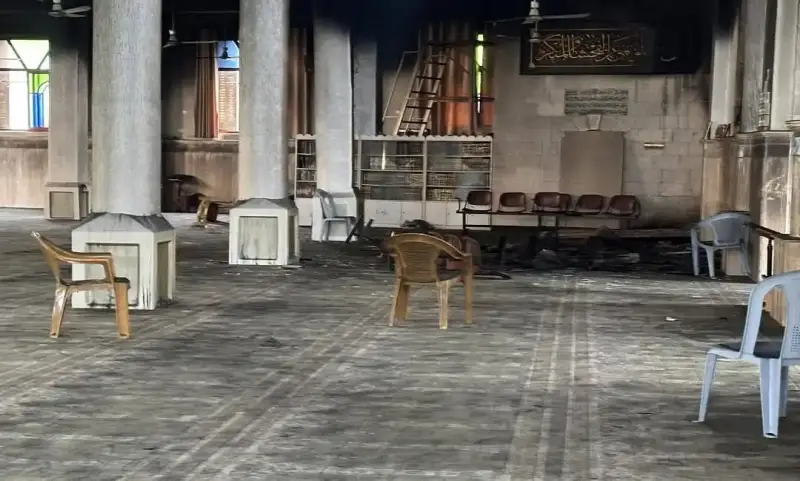 حرق أجزاء من مسجد النصر بالبلدة القديمة