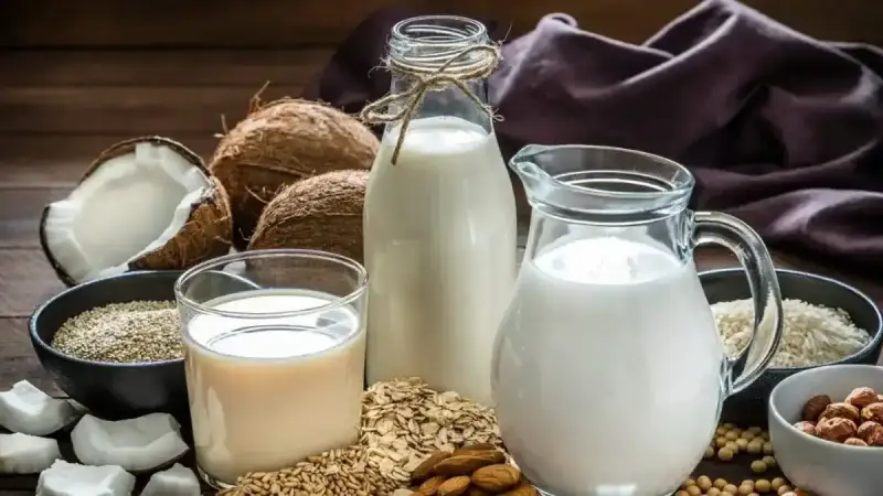 العناصر الغذائية في حليب البقر والحليب النباتي