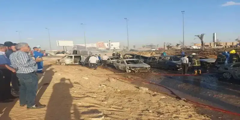 حريق خط غاز طريق الواحات