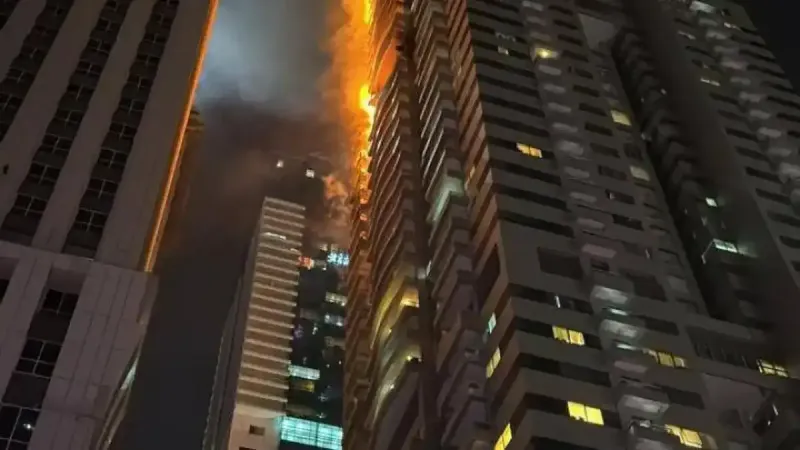 حريق مبنى مكون من 67 طابقًا في الإمارات