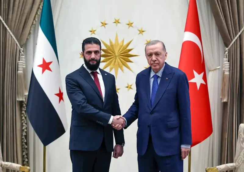 الرئيس التركي رجب طيب أردوغان ونظيره السوري أحمد الشرع