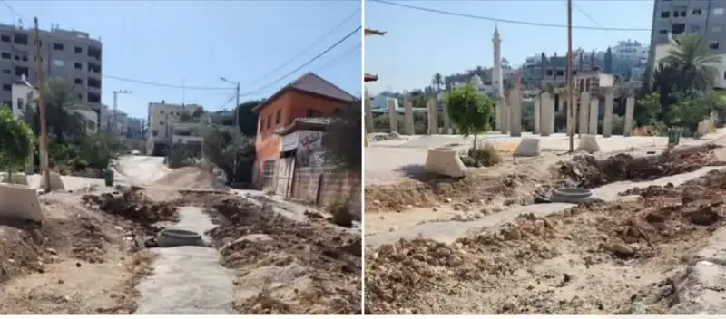 خطوط صرف صحي جديدة في الحي الشرقي بطولكرم