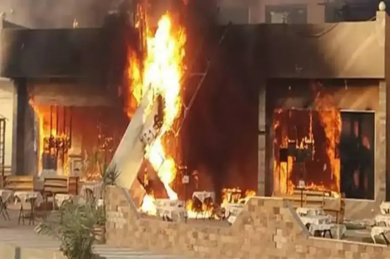حريق مطاعم حي الخصوص بالمرج في مصر