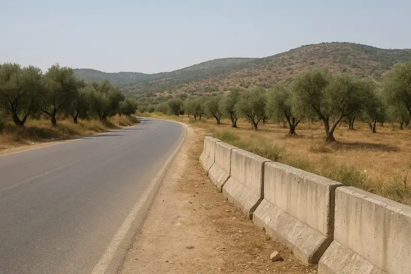 طريق ريفي قرب نهر الليطاني جنوب لبنان