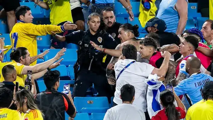داروين نونيز يشتبك مع مشجعي كولومبيا