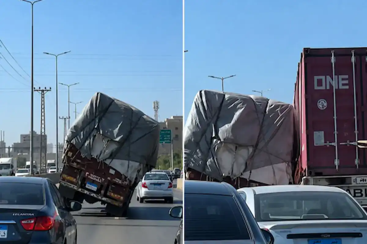كيف أنقذ سائق شاحنة لسيارة نقل محملة بالقطن على طريق المحلة؟