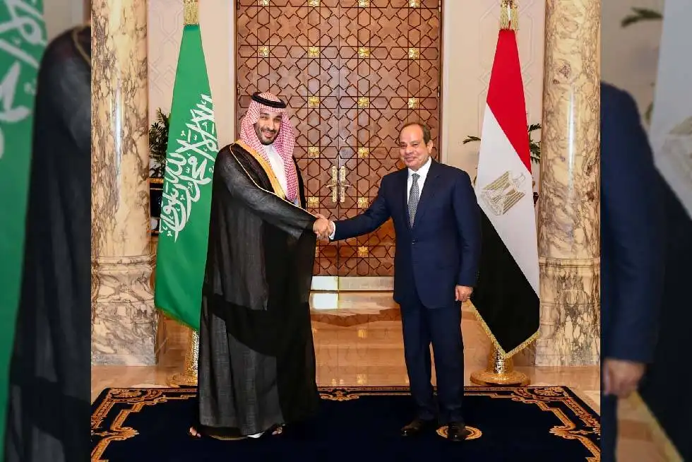 الرئيس عبد الفتاح السيسي وولي العهد السعودي محمد بن سلمان بن عبد العزيز آل سعود